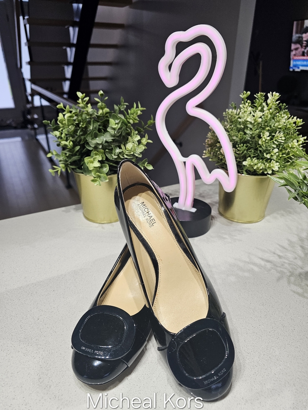 MICHAEL KORS Élégantes Chaussures Classique En Cuir Vernis Noir
